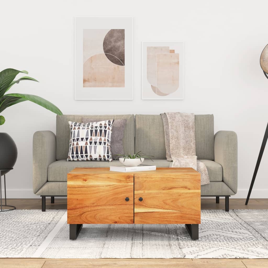 vidaXL Măsuță de cafea, 80x50x40 cm, lemn masiv acacia/lemn prelucrat vidaXL Măsuță de cafea, 80x50x40 cm, lemn masiv acacia/lemn prelucrat