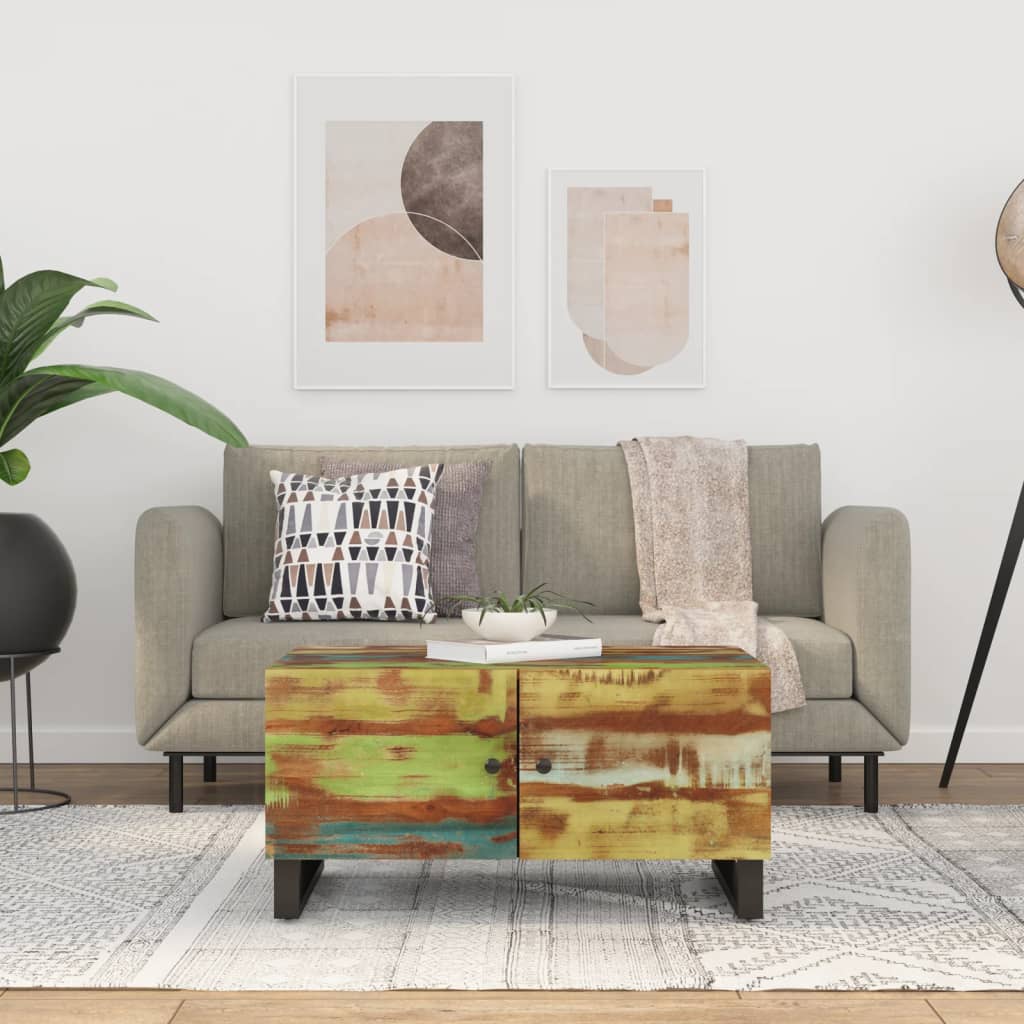 vidaXL Măsuță de cafea, 80x50x40 cm lemn masiv reciclat/lemn prelucrat vidaXL Măsuță de cafea, 80x50x40 cm lemn masiv reciclat/lemn prelucrat