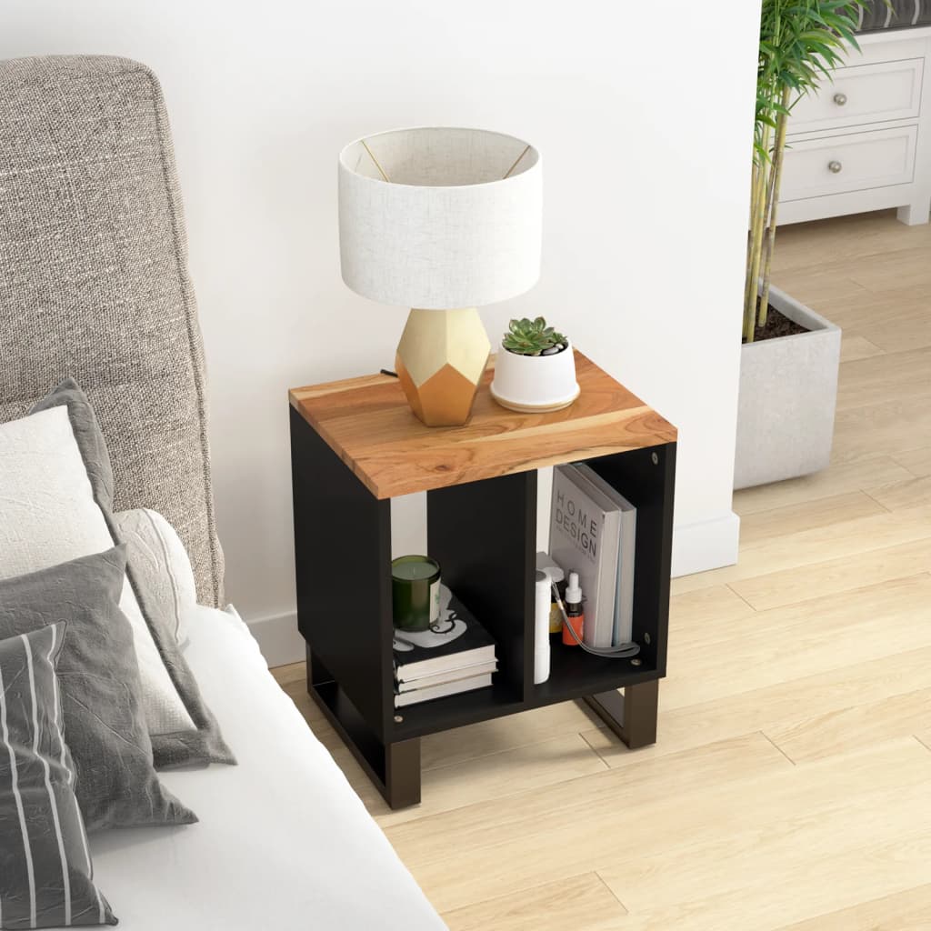vidaXL Măsuță de cafea, 40x31x46 cm, lemn masiv acacia/lemn prelucrat vidaXL Măsuță de cafea, 40x31x46 cm, lemn masiv acacia/lemn prelucrat
