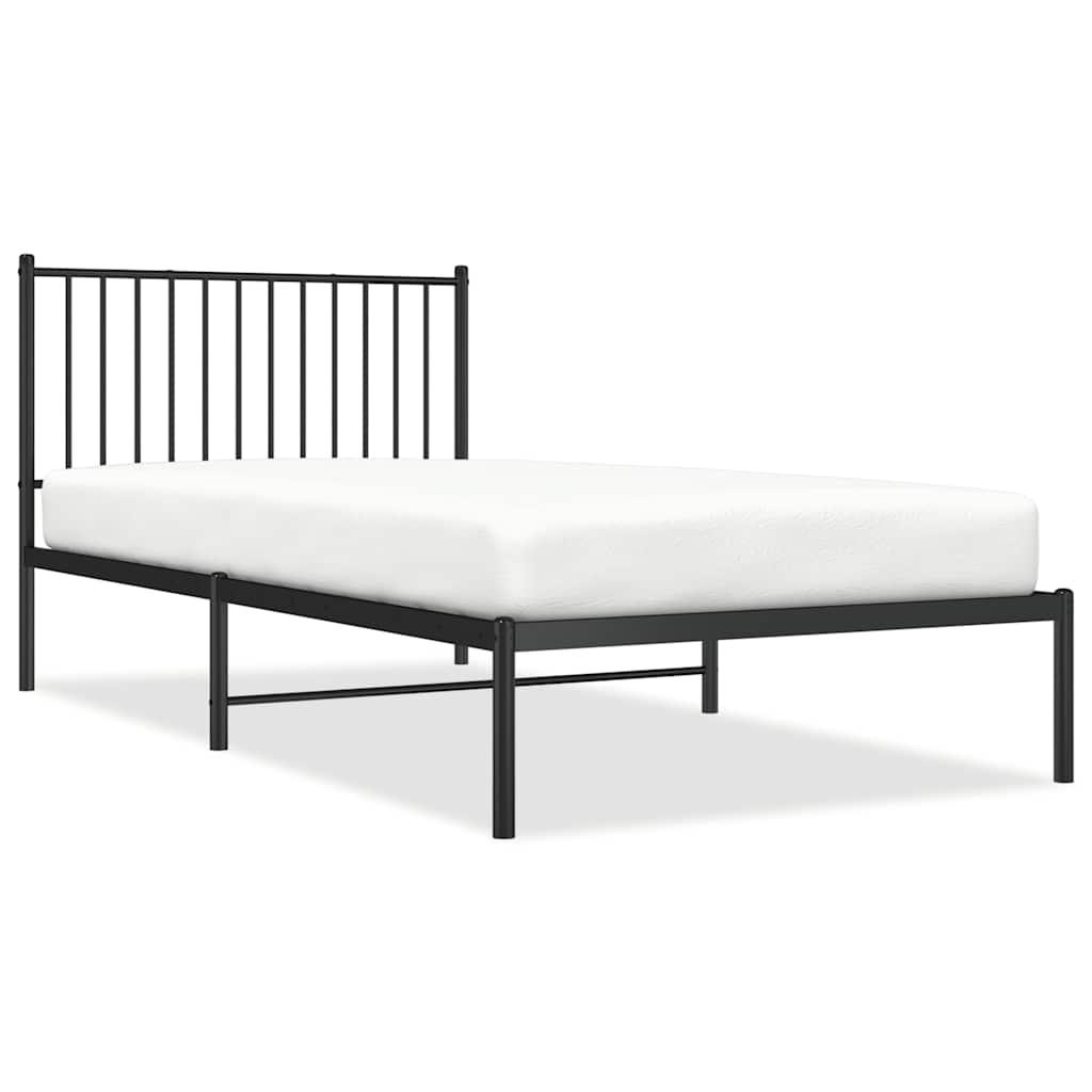 vidaXL Cadru de pat din metal cu tăblie, negru, 100x200 cm