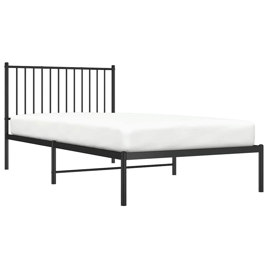 vidaXL Cadru de pat din metal cu tăblie, negru, 100x200 cm