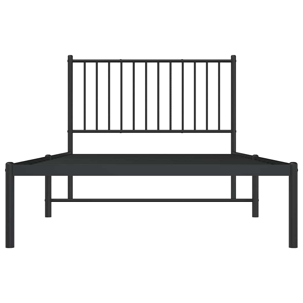 vidaXL Cadru de pat din metal cu tăblie, negru, 100x200 cm