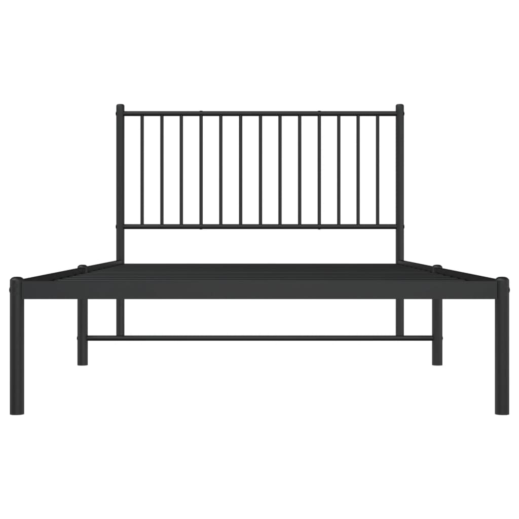vidaXL Cadru de pat din metal cu tăblie, negru, 107x203 cm
