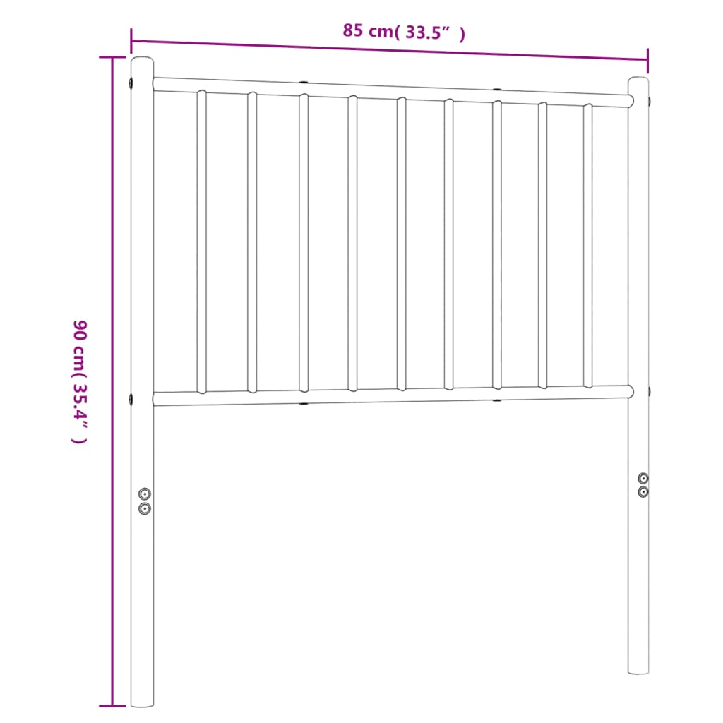 vidaXL Tăblie de pat metalică, negru, 80 cm