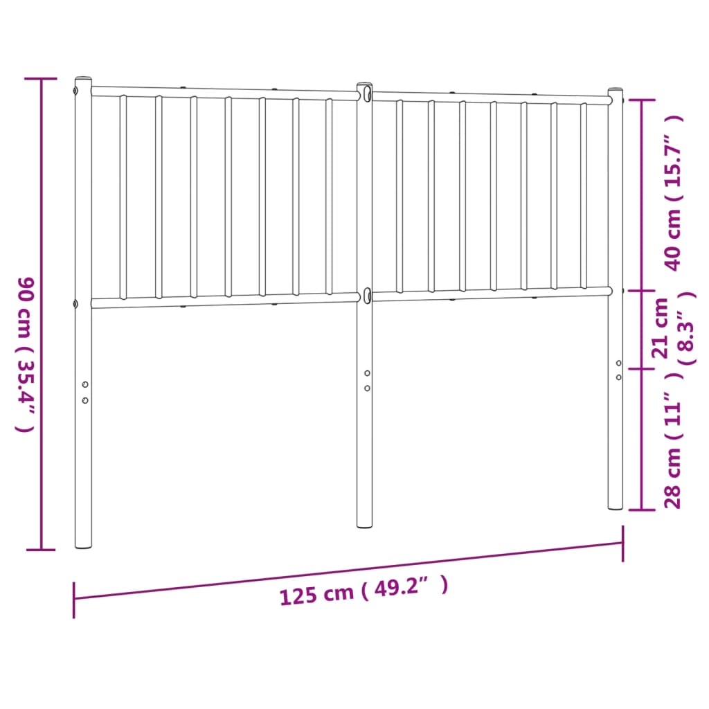 vidaXL Tăblie de pat metalică, negru, 120 cm
