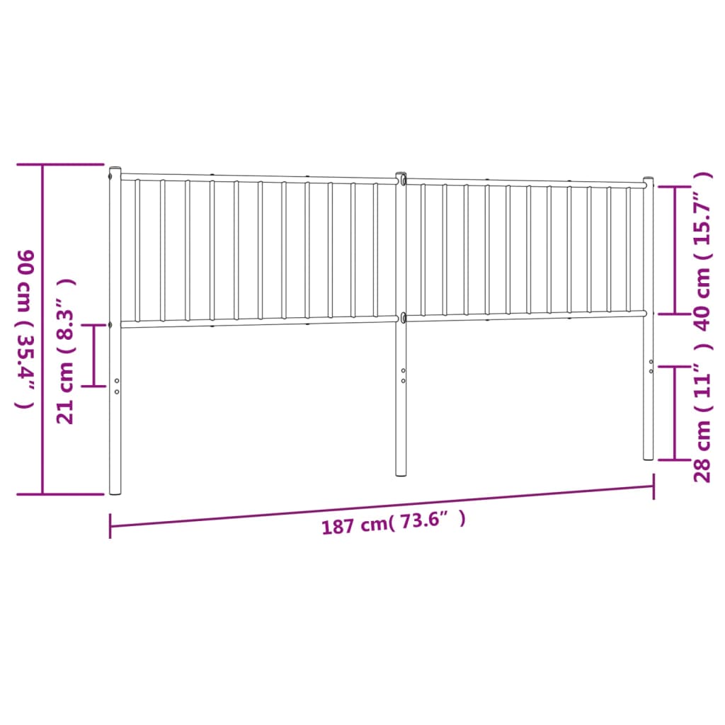 vidaXL Tăblie de pat metalică, negru, 180 cm vidaXL Tăblie de pat metalică, negru, 180 cm