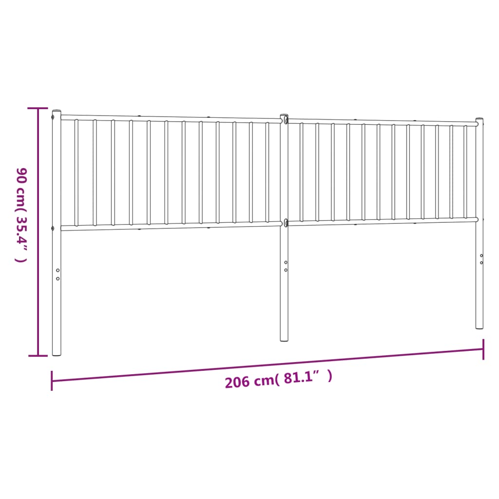 vidaXL Tăblie de pat metalică, negru, 200 cm