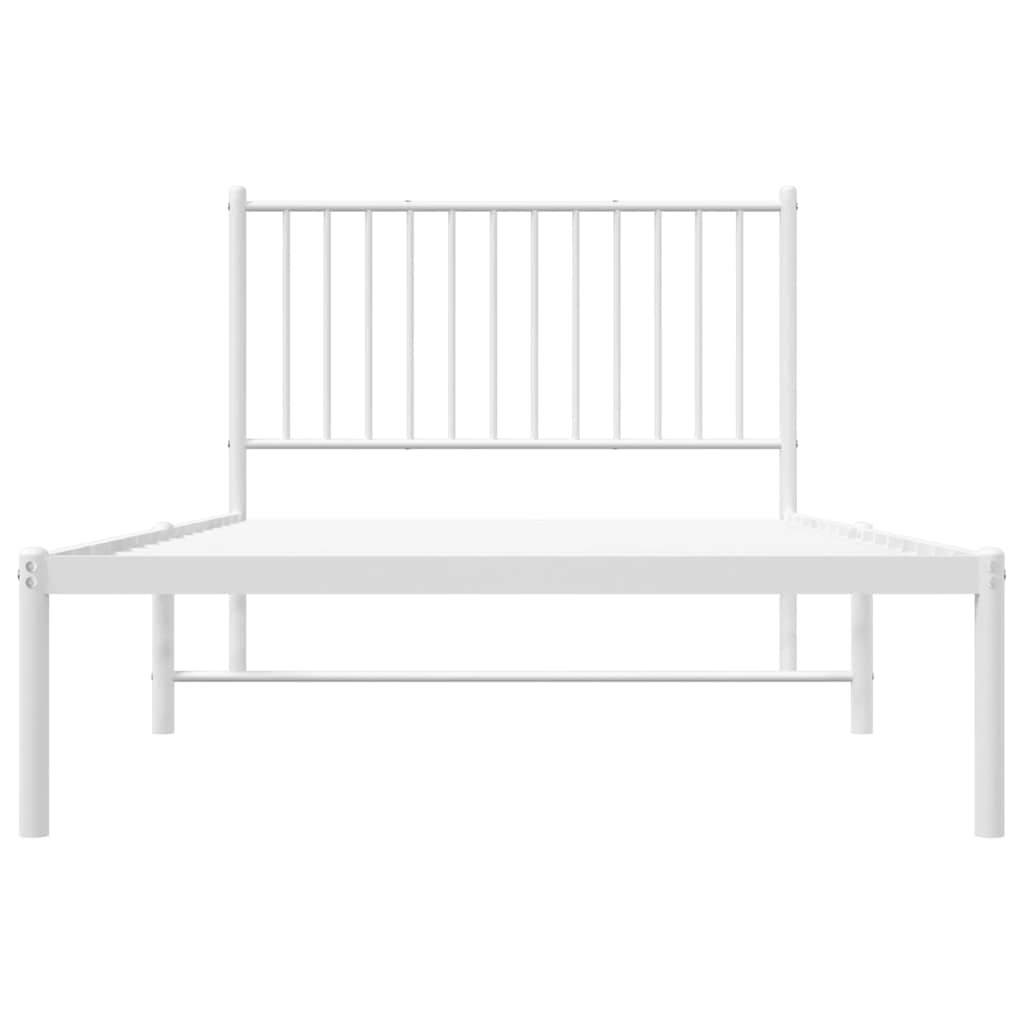 vidaXL Cadru de pat din metal cu tăblie, alb, 100x200 cm
