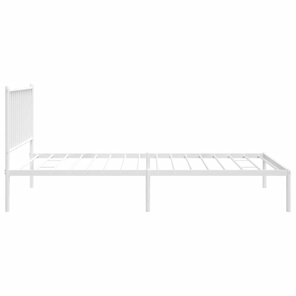 vidaXL Cadru de pat din metal cu tăblie, alb, 100x200 cm