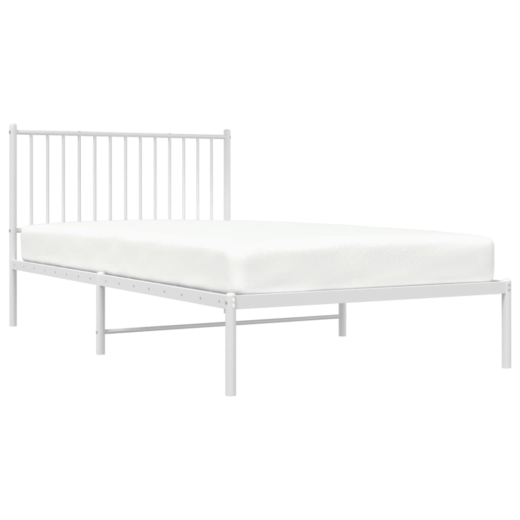 vidaXL Cadru de pat din metal cu tăblie, alb, 107x203 cm