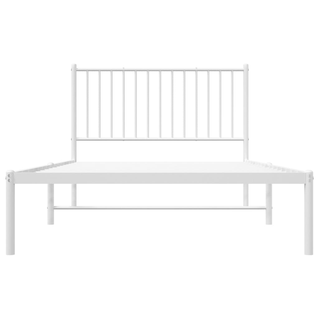 vidaXL Cadru de pat din metal cu tăblie, alb, 107x203 cm