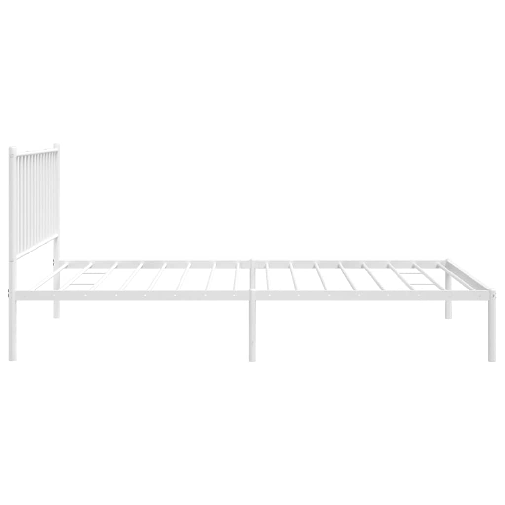 vidaXL Cadru de pat din metal cu tăblie, alb, 107x203 cm