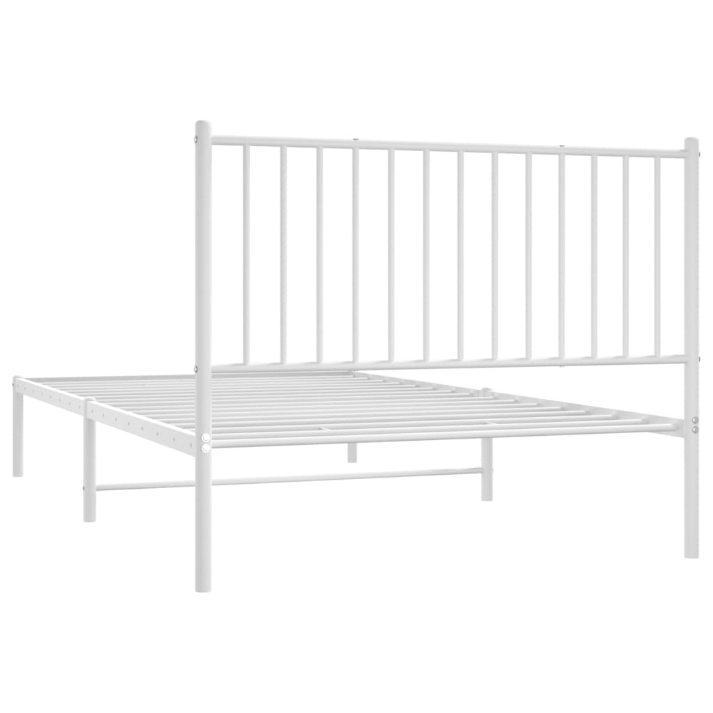 vidaXL Cadru de pat din metal cu tăblie, alb, 107x203 cm
