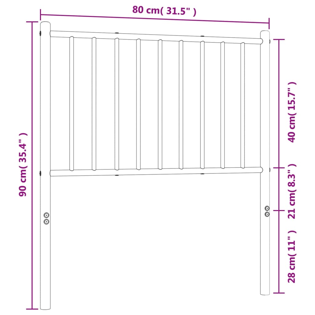 vidaXL Tăblie de pat metalică, alb, 75 cm vidaXL Tăblie de pat metalică, alb, 75 cm