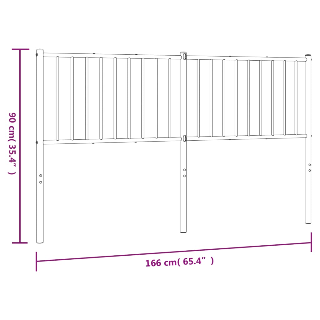 vidaXL Tăblie de pat metalică, alb, 160 cm