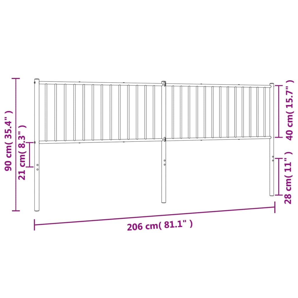 vidaXL Tăblie de pat metalică, alb, 200 cm vidaXL Tăblie de pat metalică, alb, 200 cm