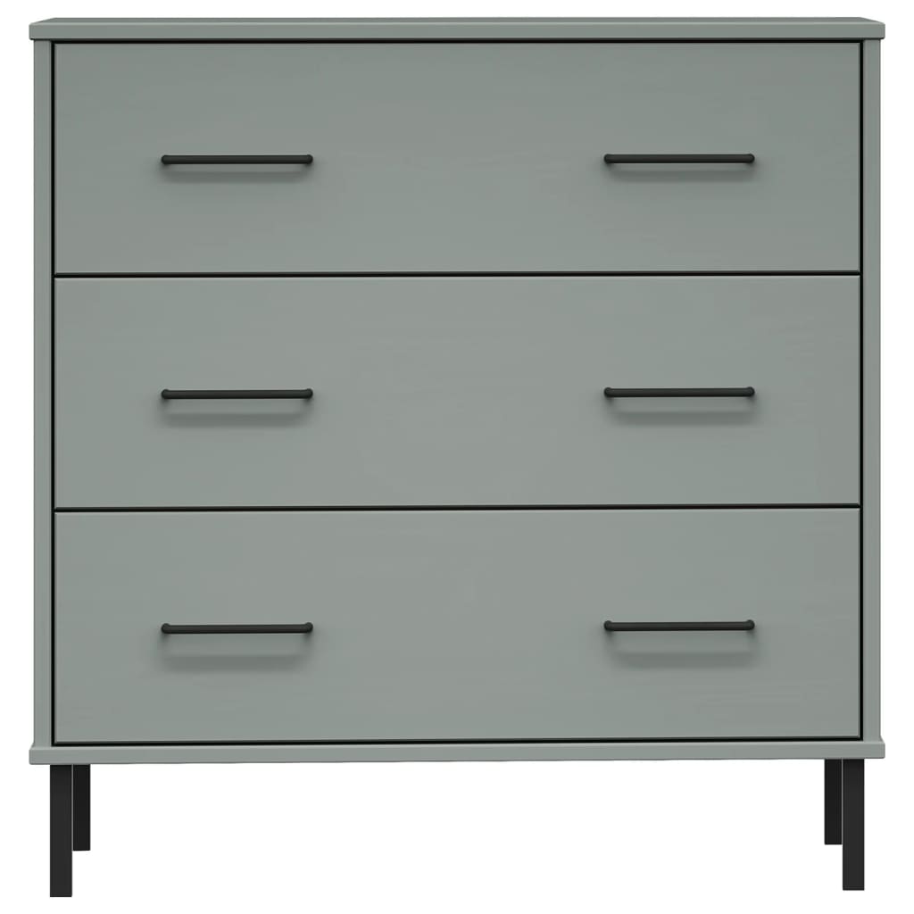vidaXL Servantă cu 3 sertare, gri, 77x40x79,5 cm, lemn masiv OSLO