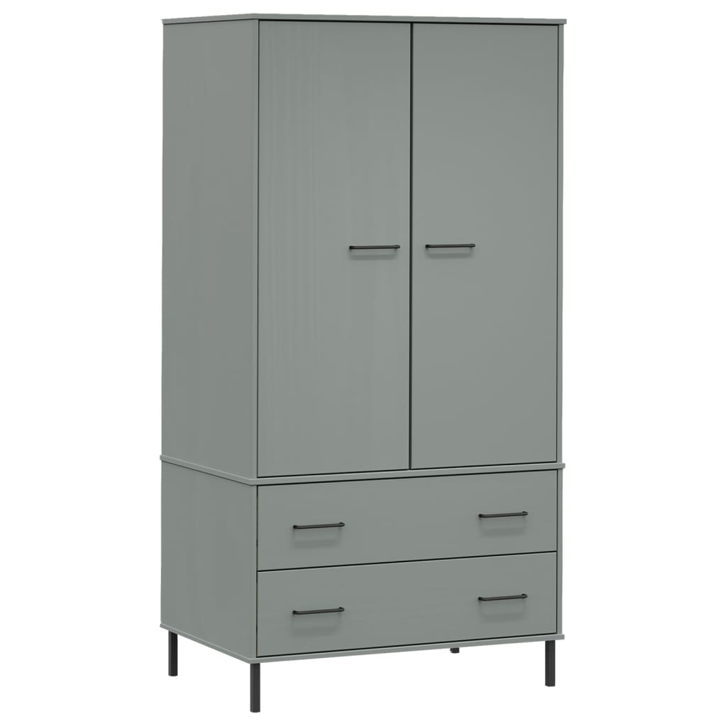 vidaXL Șifonier cu picioare metalice OSLO, gri, 90x55x172,5 cm, lemn