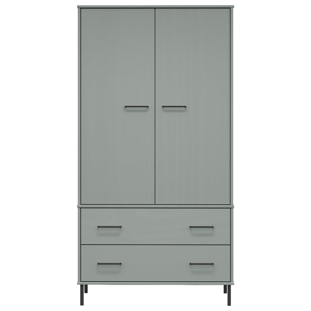 vidaXL Șifonier cu picioare metalice OSLO, gri, 90x55x172,5 cm, lemn