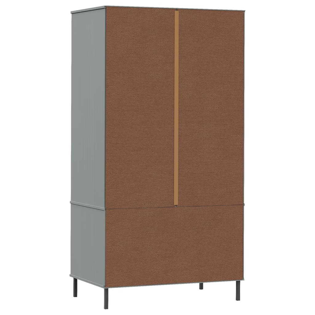 vidaXL Șifonier cu picioare metalice OSLO, gri, 90x55x172,5 cm, lemn