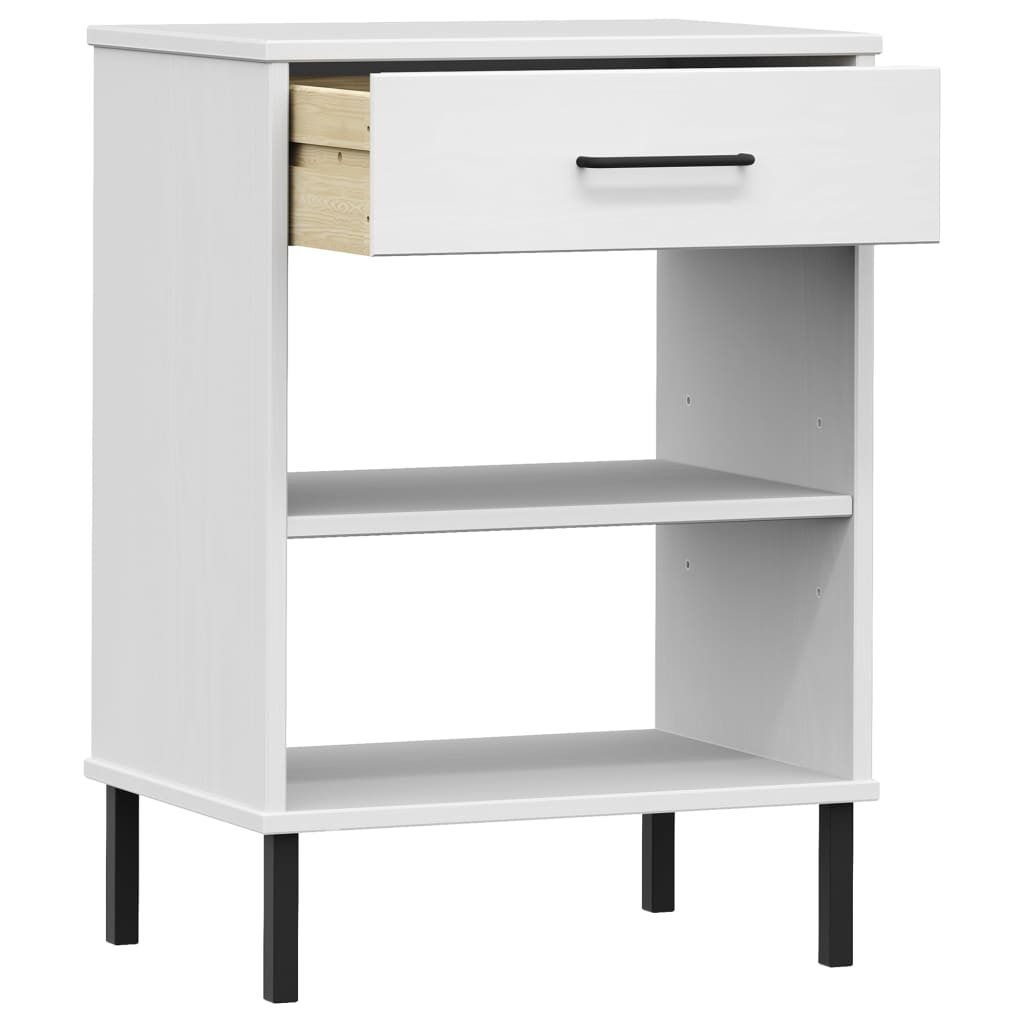 vidaXL Dulap consolă cu picioare metalice „OSLO”, alb, lemn masiv pin vidaXL Dulap consolă cu picioare metalice „OSLO”, alb, lemn masiv pin