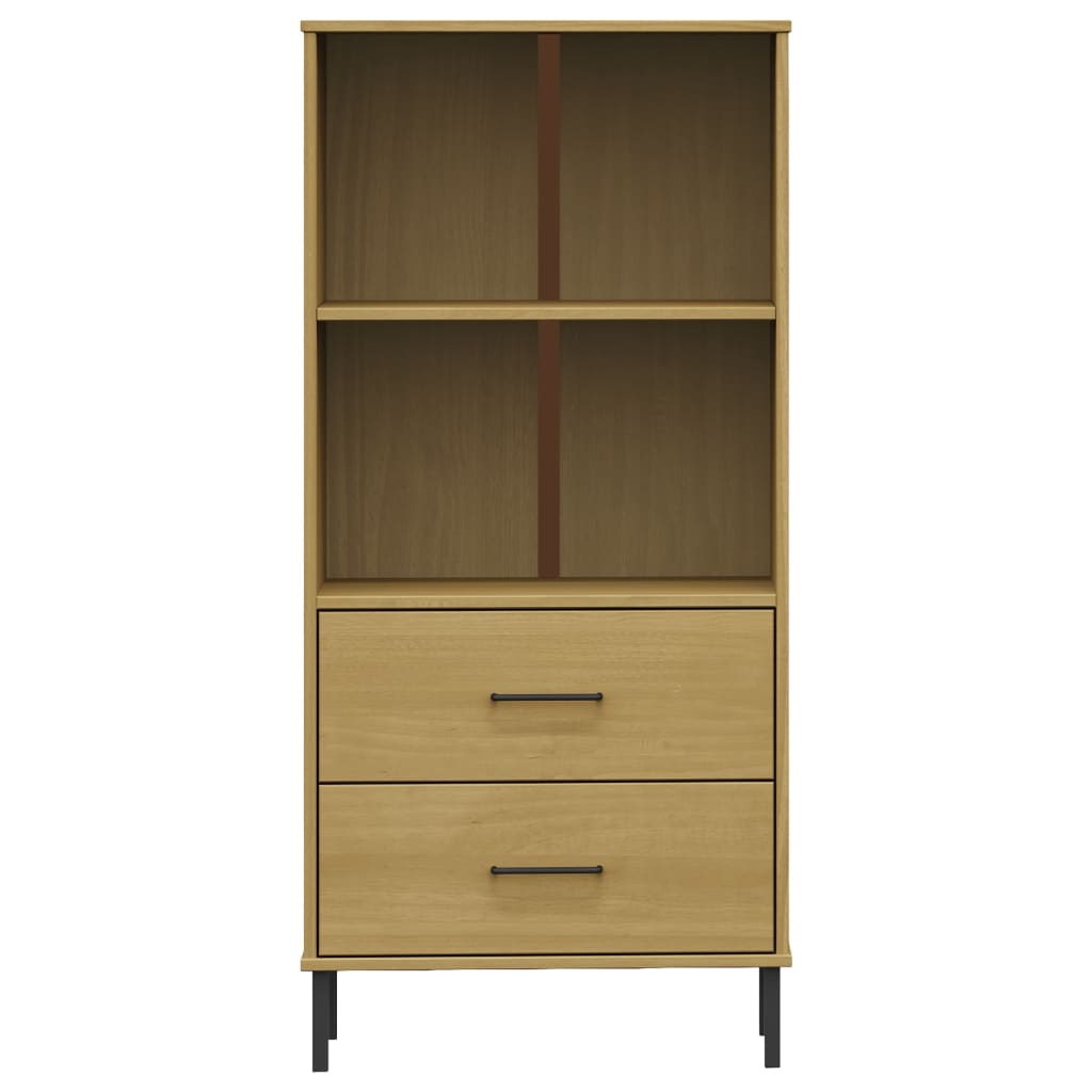 vidaXL Bibliotecă cu 2 sertare OSLO, maro, 60x35x128,5 cm, lemn masiv vidaXL Bibliotecă cu 2 sertare OSLO, maro, 60x35x128,5 cm, lemn masiv