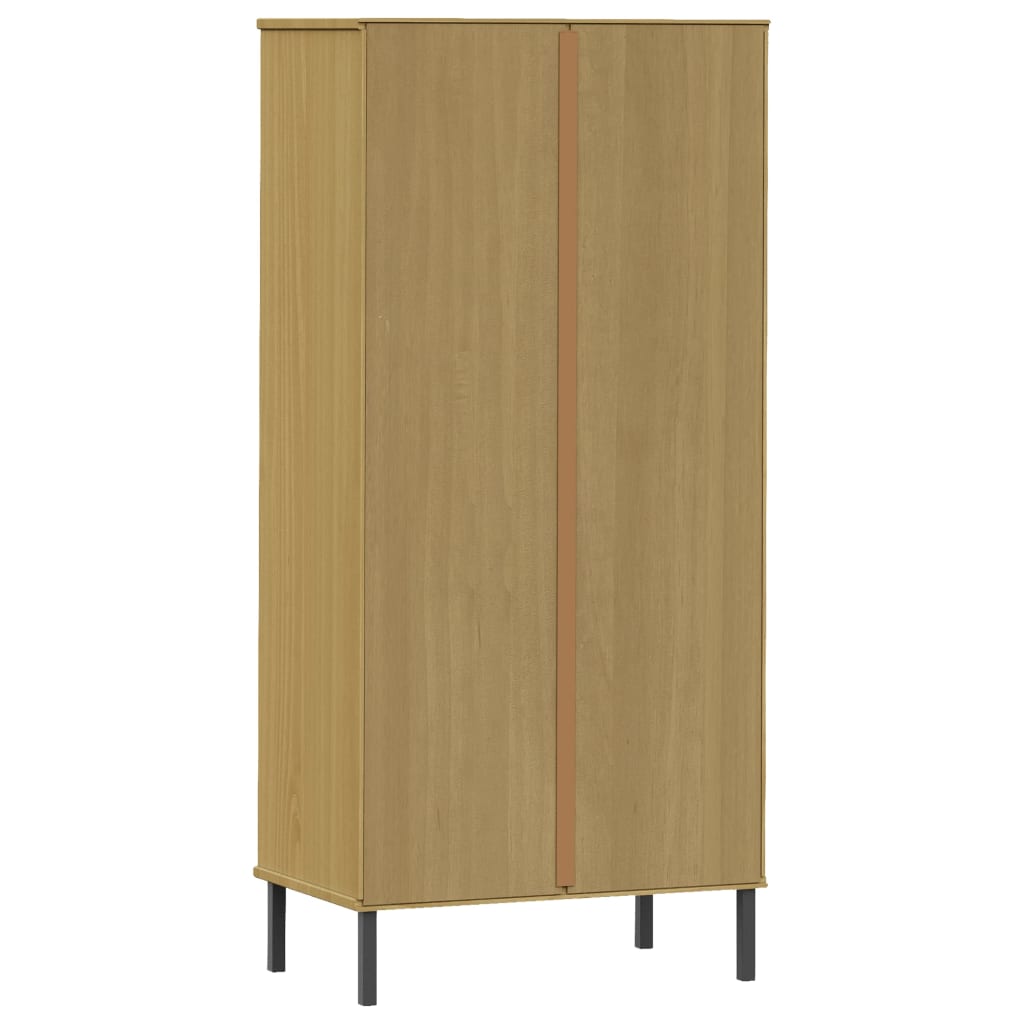 vidaXL Bibliotecă cu 2 sertare OSLO, maro, 60x35x128,5 cm, lemn masiv vidaXL Bibliotecă cu 2 sertare OSLO, maro, 60x35x128,5 cm, lemn masiv