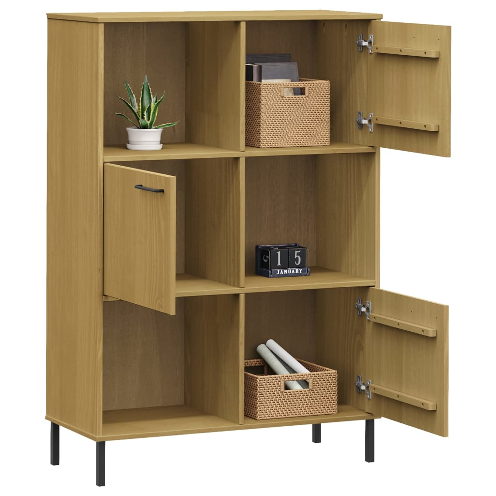 vidaXL Bibliotecă cu picioare metalice OSLO, maro, 90x35x128,5 cm lemn