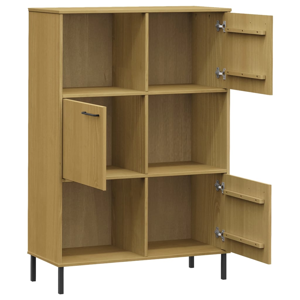 vidaXL Bibliotecă cu picioare metalice OSLO, maro, 90x35x128,5 cm lemn