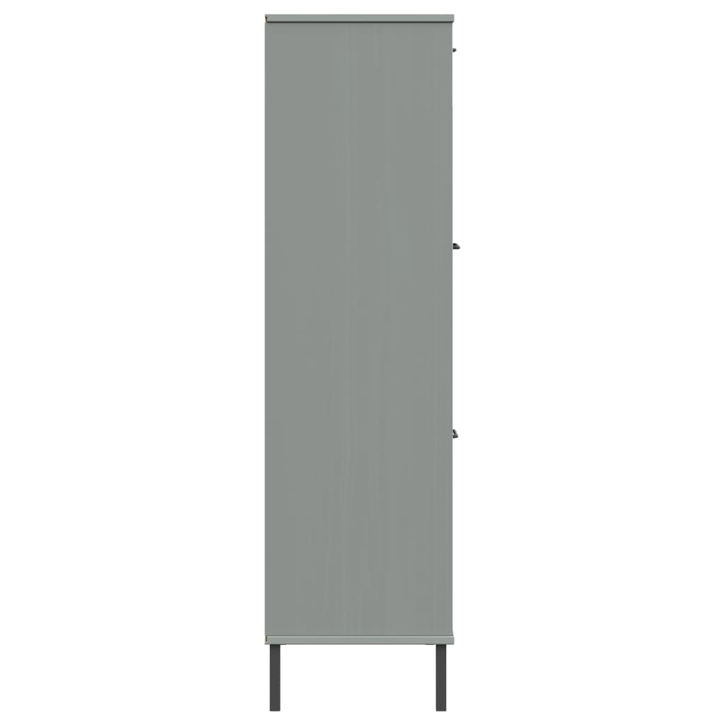 vidaXL Bibliotecă cu picioare metalice OSLO, gri, 90x35x128,5 cm, lemn