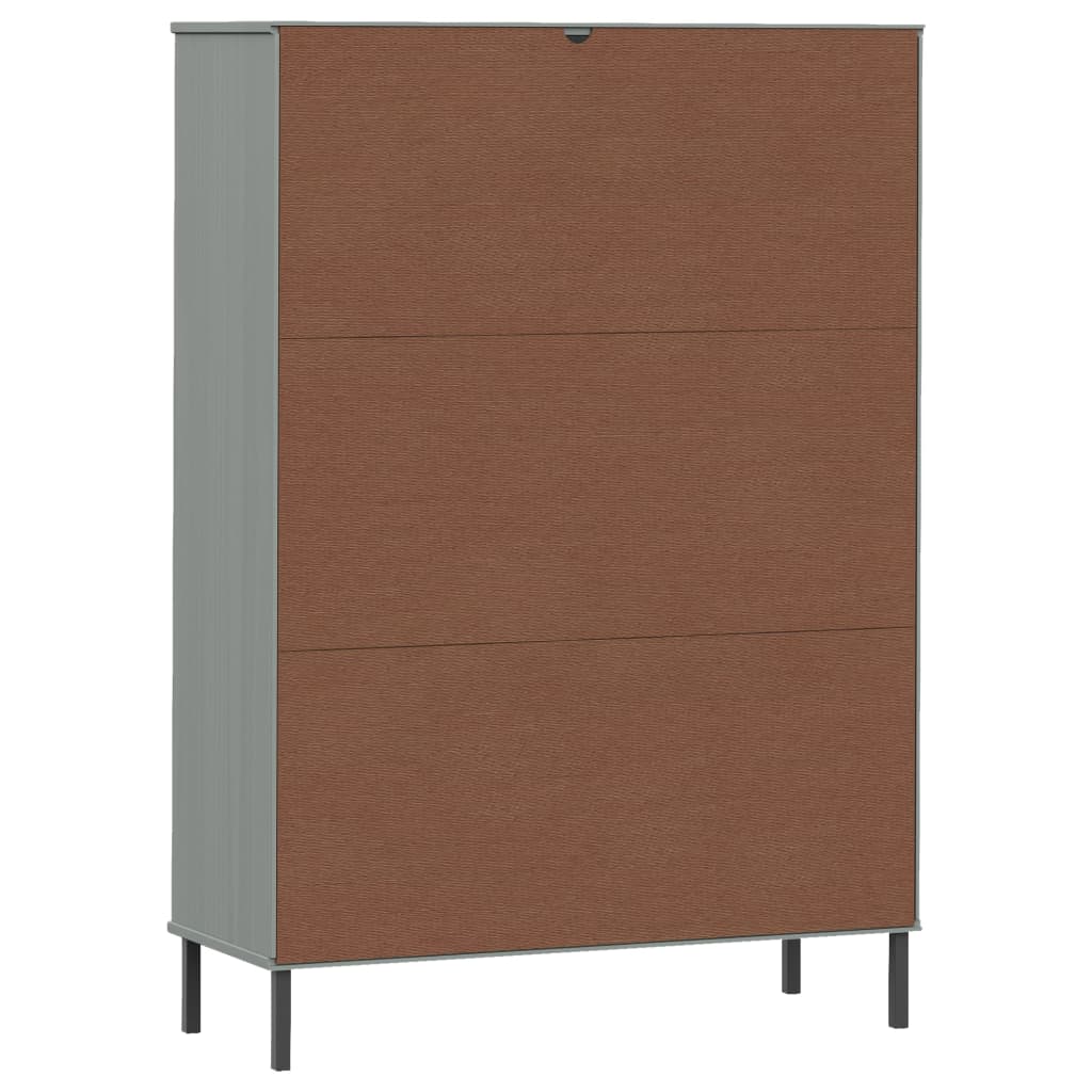 vidaXL Bibliotecă cu picioare metalice OSLO, gri, 90x35x128,5 cm, lemn