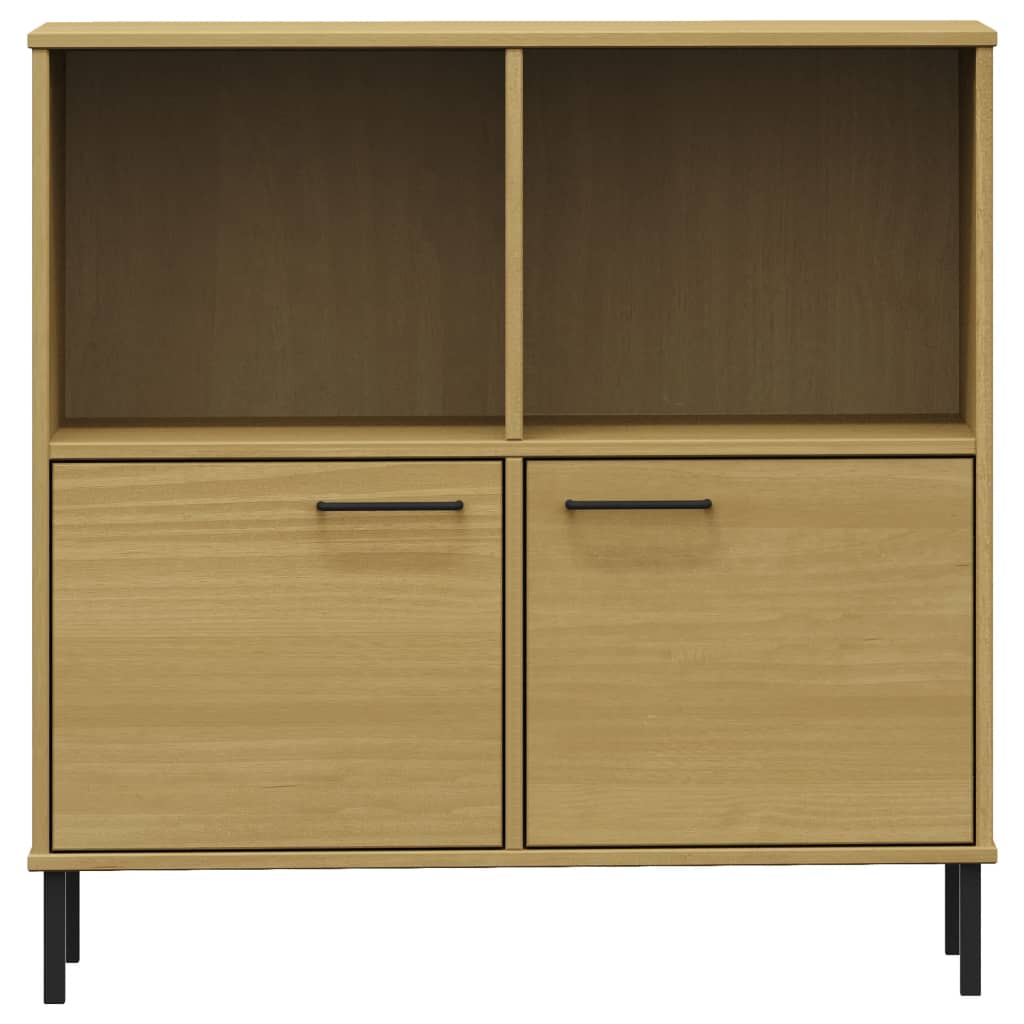 vidaXL Bibliotecă cu picioare metalice OSLO, maro, 90x35x90,5 cm, lemn