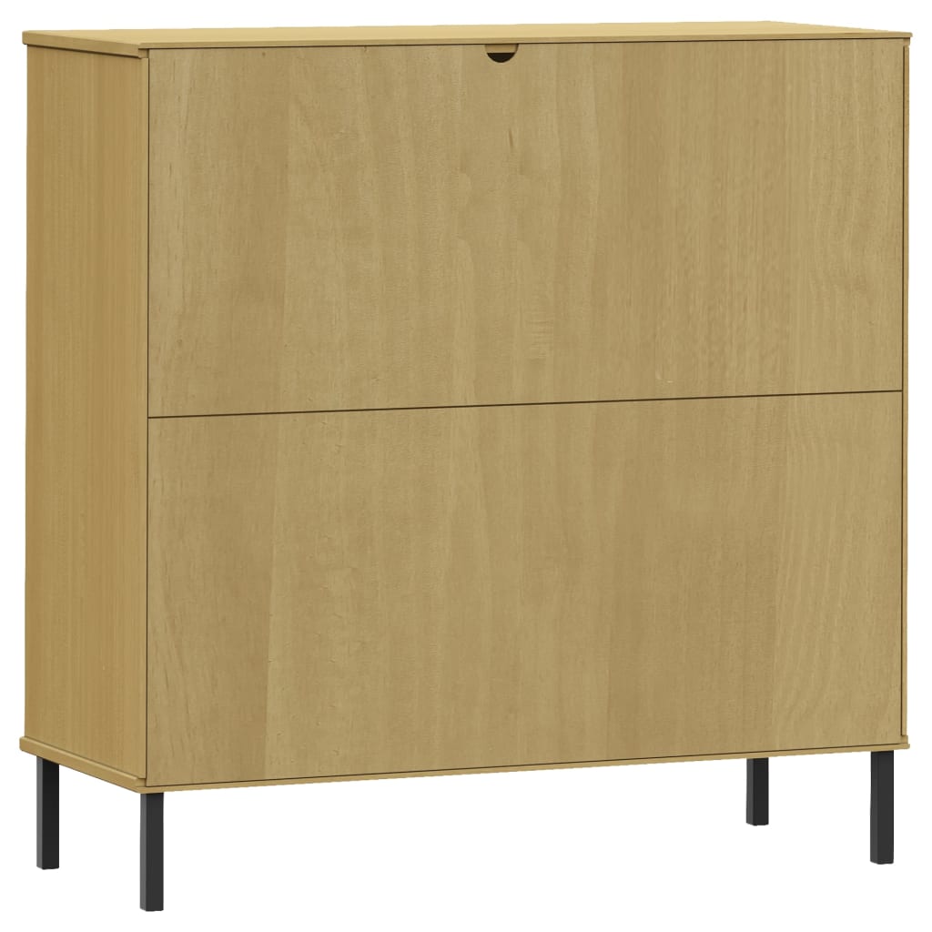 vidaXL Bibliotecă cu picioare metalice OSLO, maro, 90x35x90,5 cm, lemn