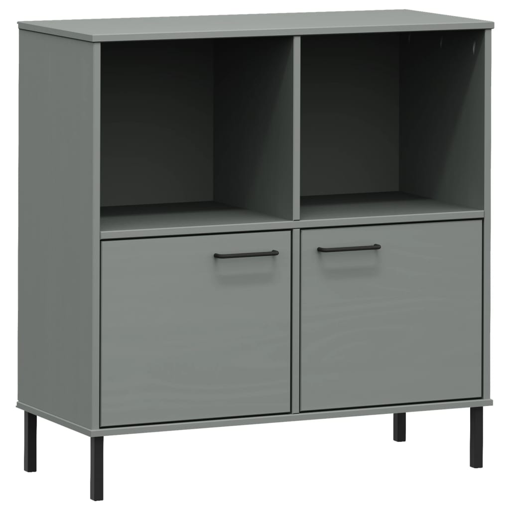 vidaXL Bibliotecă cu picioare metalice OSLO, gri, 90x35x90,5 cm, lemn