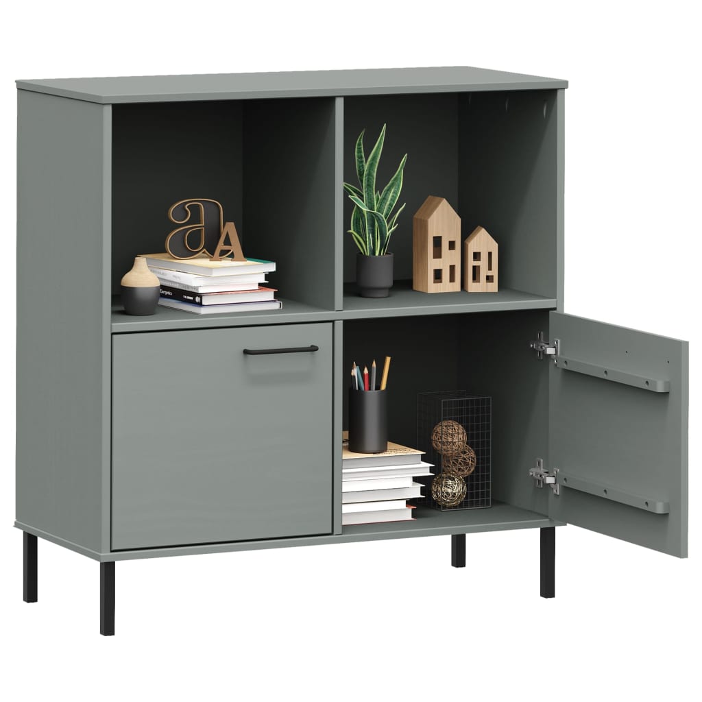 vidaXL Bibliotecă cu picioare metalice OSLO, gri, 90x35x90,5 cm, lemn