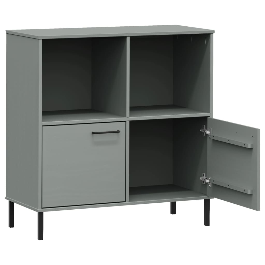 vidaXL Bibliotecă cu picioare metalice OSLO, gri, 90x35x90,5 cm, lemn