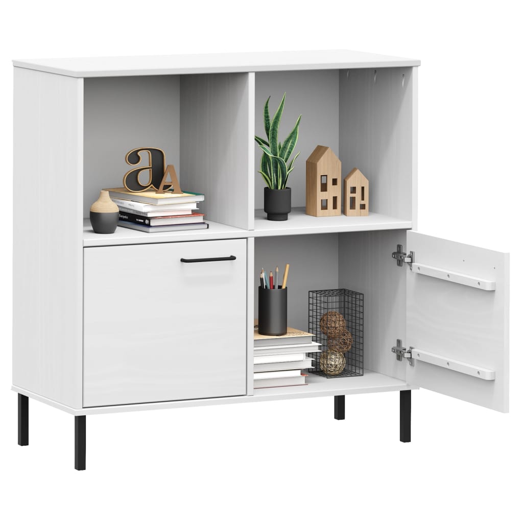 vidaXL Bibliotecă cu picioare metalice OSLO, alb, 90x35x90,5 cm, lemn