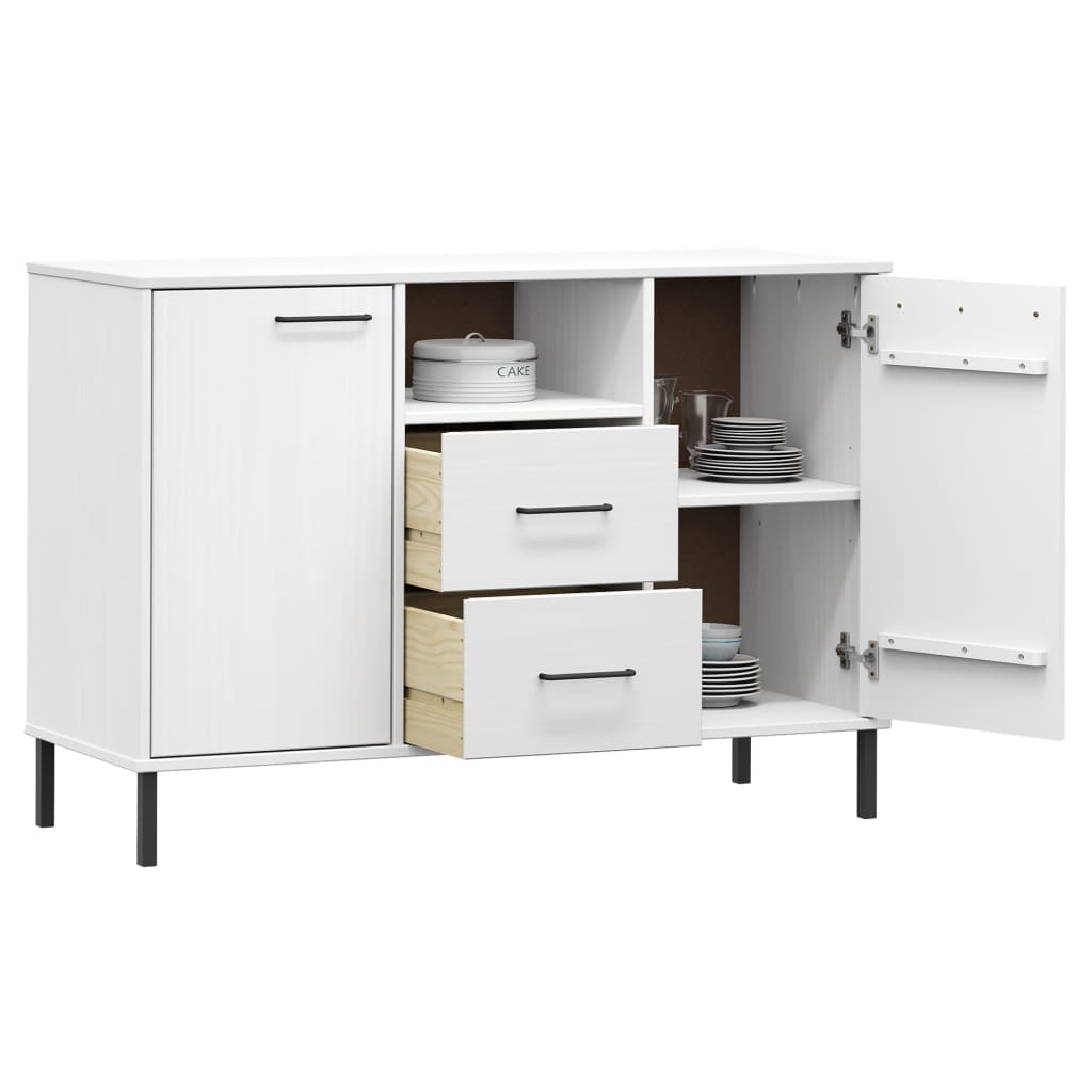 vidaXL Servantă cu picioare metalice „OSLO” alb 113x40x77 cm lemn vidaXL Servantă cu picioare metalice „OSLO” alb 113x40x77 cm lemn
