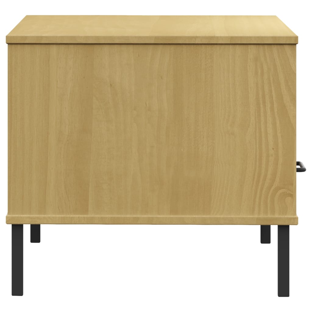 vidaXL Măsuță cafea picioare metalice maro 85x50x45cm lemn masiv OSLO vidaXL Măsuță cafea picioare metalice maro 85x50x45cm lemn masiv OSLO