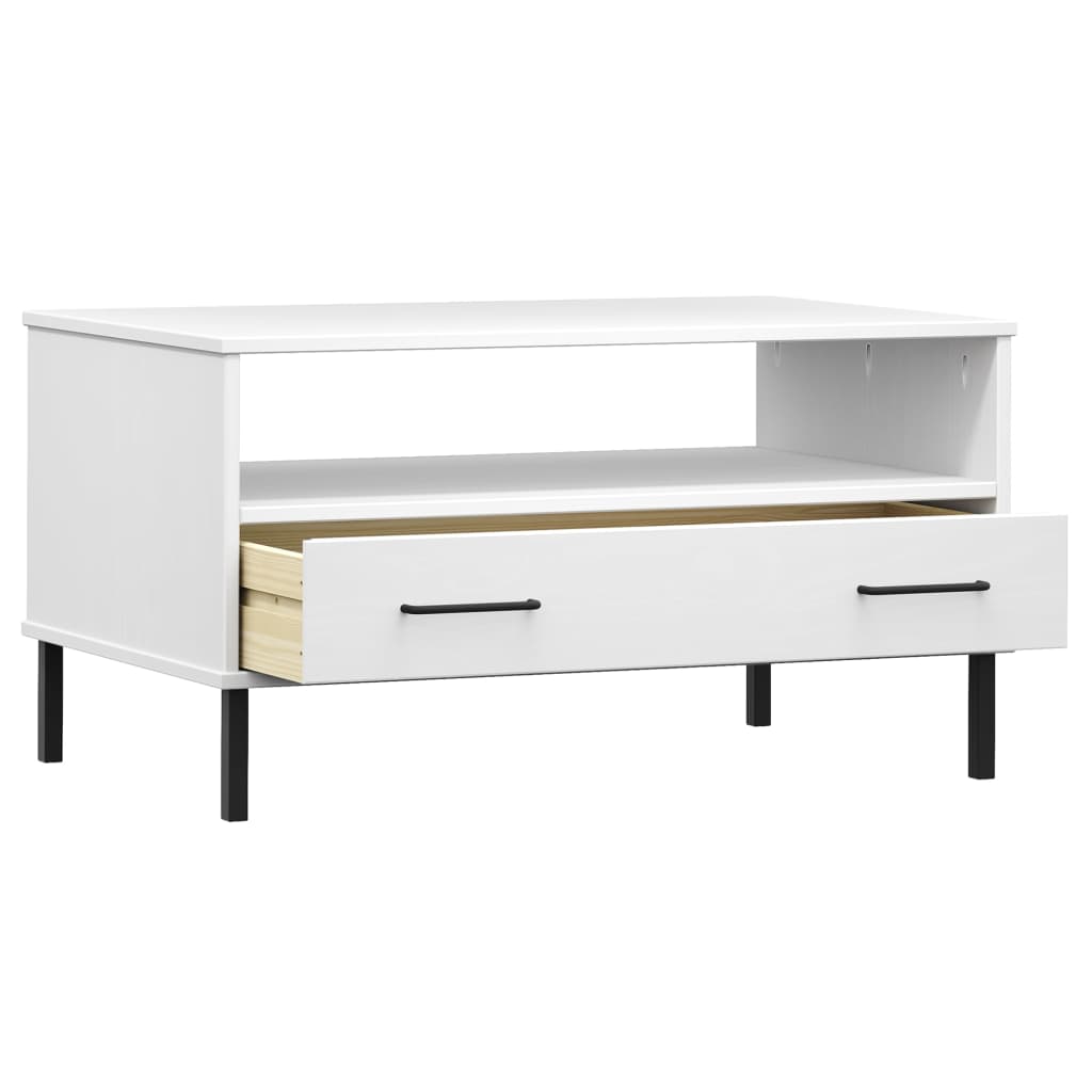 vidaXL Măsuță cafea picioare metalice alb 85x50x45cm lemn masiv "OSLO" vidaXL Măsuță cafea picioare metalice alb 85x50x45cm lemn masiv "OSLO"
