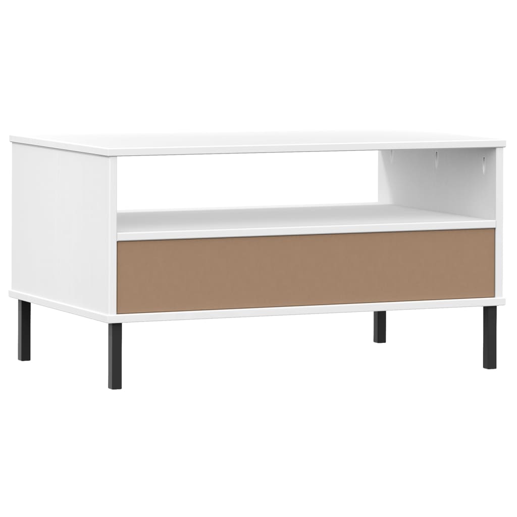 vidaXL Măsuță cafea picioare metalice alb 85x50x45cm lemn masiv "OSLO" vidaXL Măsuță cafea picioare metalice alb 85x50x45cm lemn masiv "OSLO"