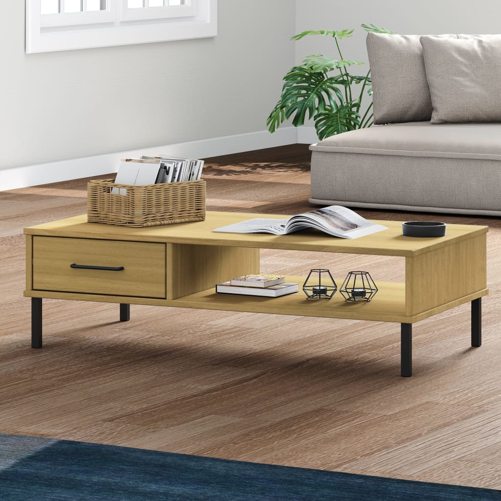 vidaXL Dulap consolă cu picioare metalice „OSLO”, maro, lemn masiv pin vidaXL Dulap consolă cu picioare metalice „OSLO”, maro, lemn masiv pin