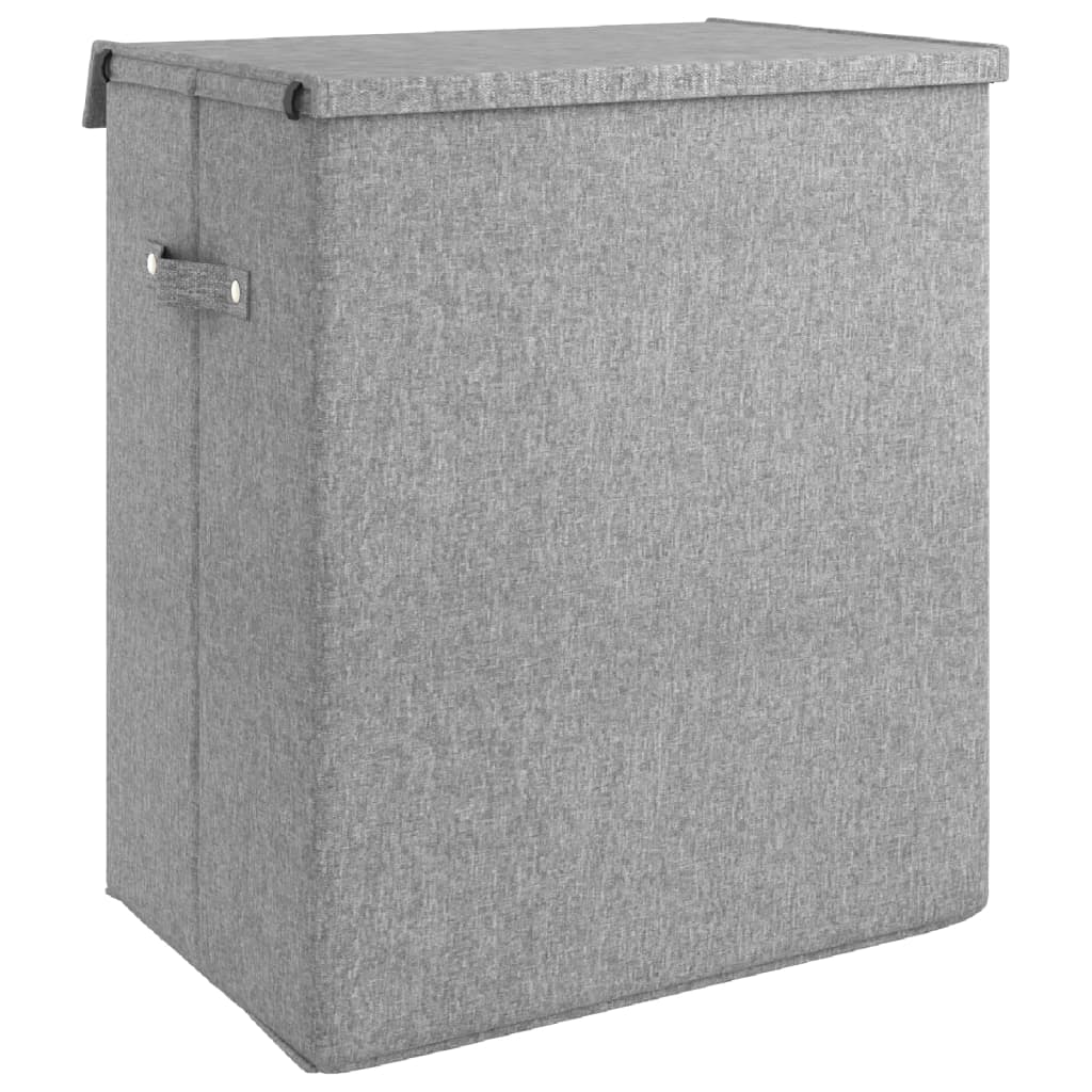 vidaXL Coș de rufe pliabil, gri, 51x34,5x59 cm, imitație de pânză vidaXL Coș de rufe pliabil, gri, 51x34,5x59 cm, imitație de pânză