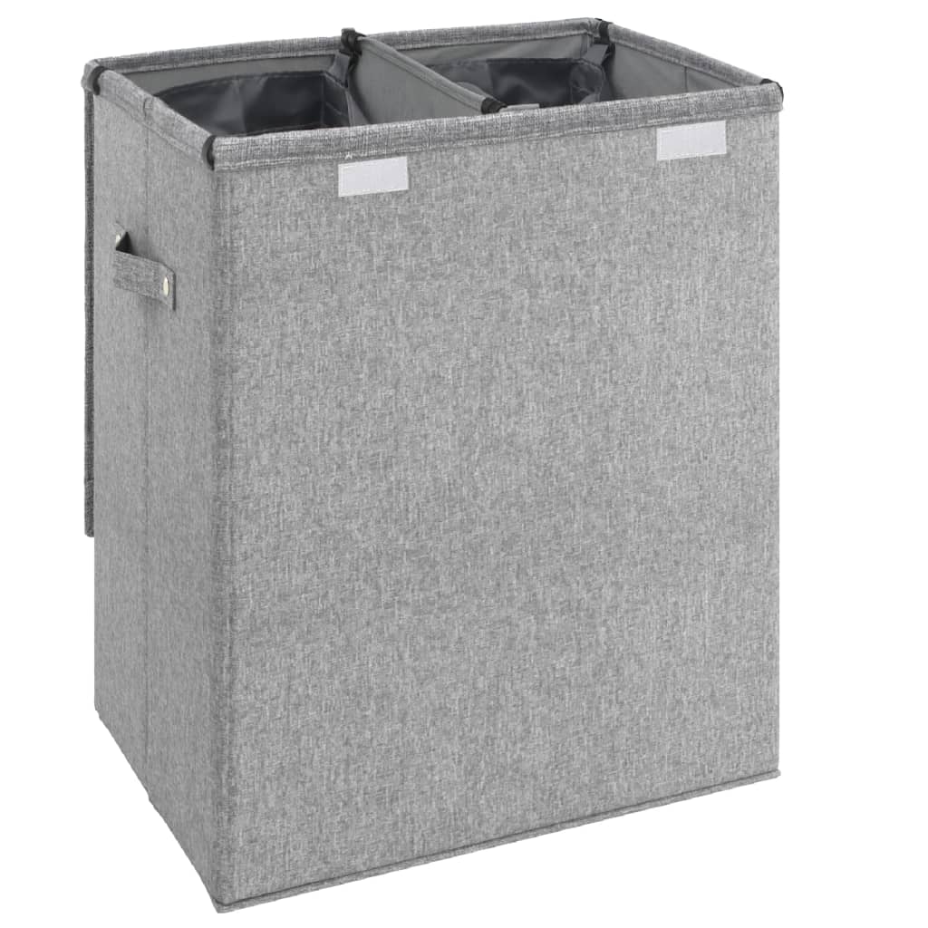 vidaXL Coș de rufe pliabil, gri, 51x34,5x59 cm, imitație de pânză vidaXL Coș de rufe pliabil, gri, 51x34,5x59 cm, imitație de pânză