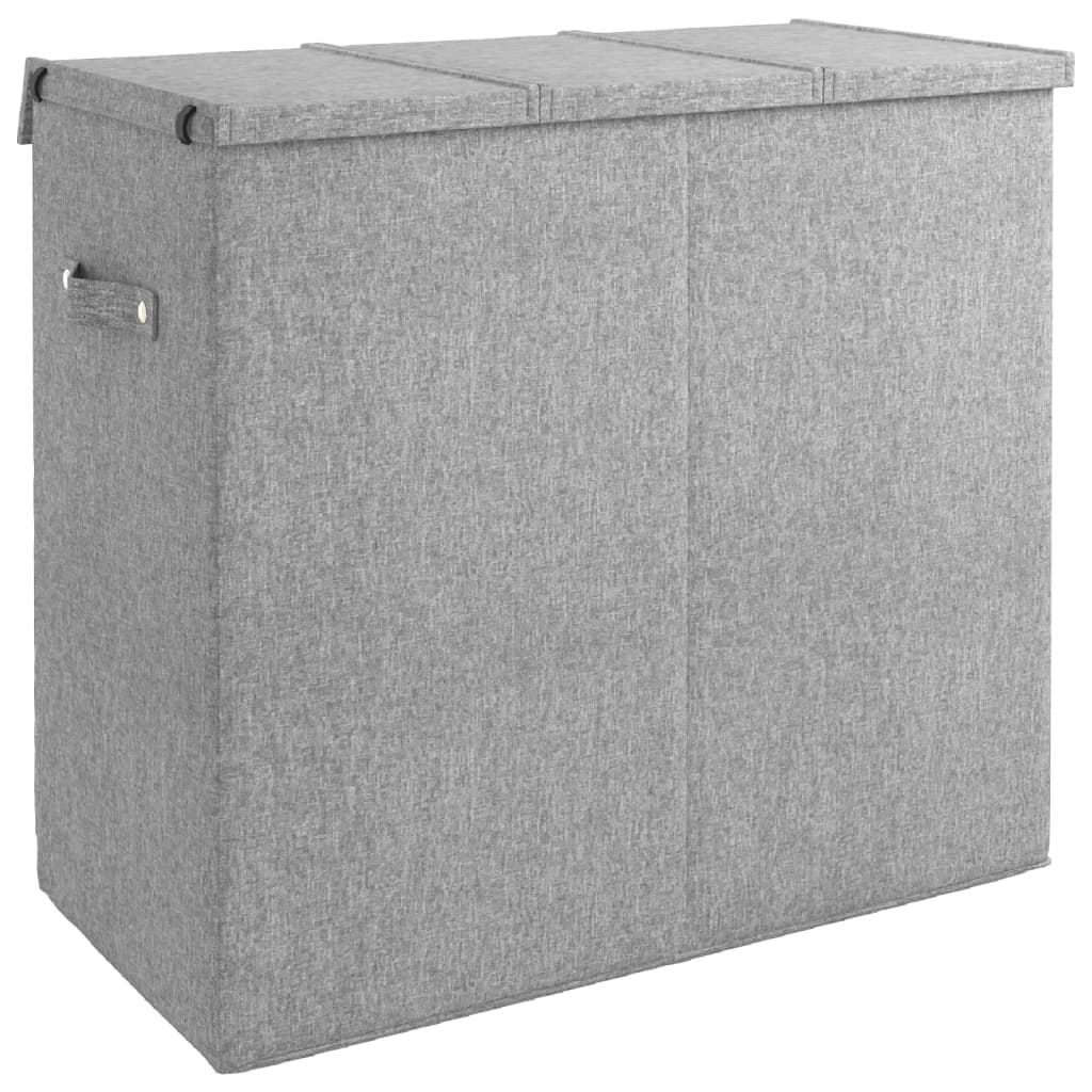 vidaXL Coș de rufe pliabil, gri, 64,5x34,5x59 cm, imitație de pânză vidaXL Coș de rufe pliabil, gri, 64,5x34,5x59 cm, imitație de pânză