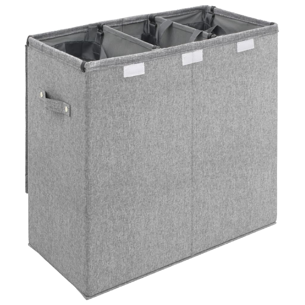 vidaXL Coș de rufe pliabil, gri, 64,5x34,5x59 cm, imitație de pânză vidaXL Coș de rufe pliabil, gri, 64,5x34,5x59 cm, imitație de pânză