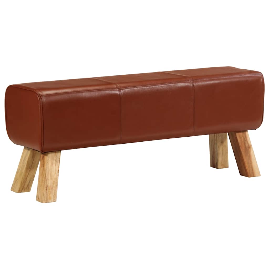 vidaXL Bancă Bok gimnastică maro 110cm piele naturală/lemn masiv mango vidaXL Bancă Bok gimnastică maro 110cm piele naturală/lemn masiv mango