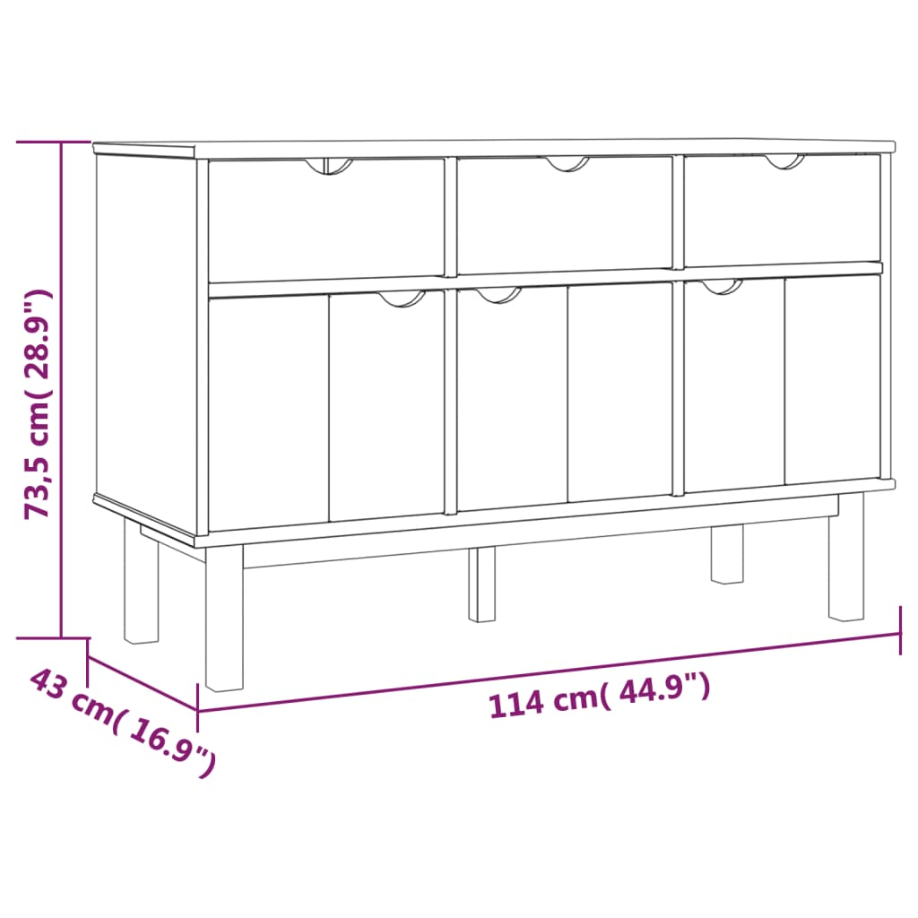 vidaXL Servantă OTTA, 114x43x73,5 cm, lemn masiv de pin vidaXL Servantă OTTA, 114x43x73,5 cm, lemn masiv de pin