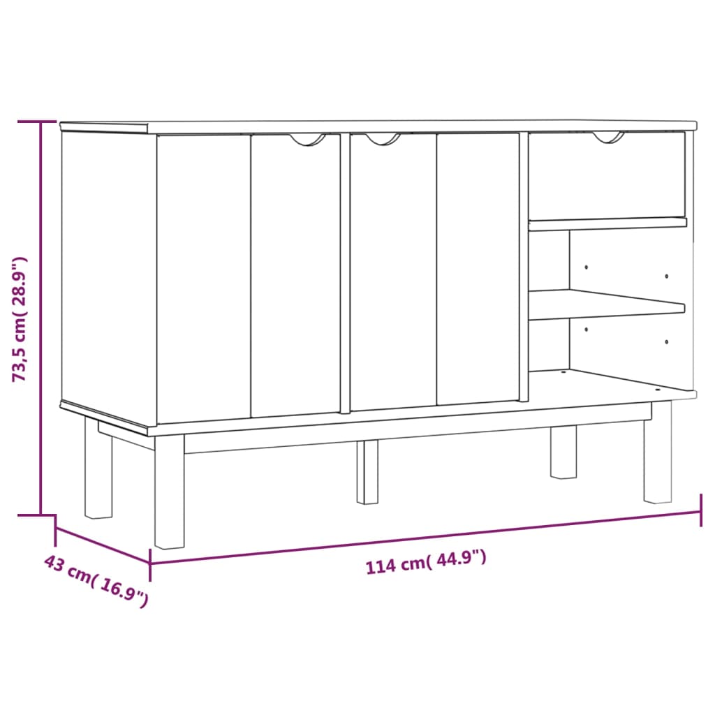 vidaXL Servantă OTTA, 114x43x73,5 cm, lemn masiv de pin vidaXL Servantă OTTA, 114x43x73,5 cm, lemn masiv de pin
