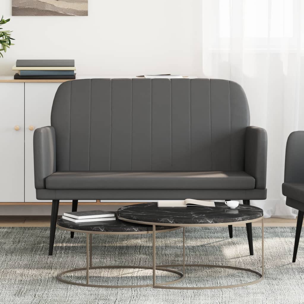 vidaXL Bancă, gri, 107x80x81 cm, piele ecologică